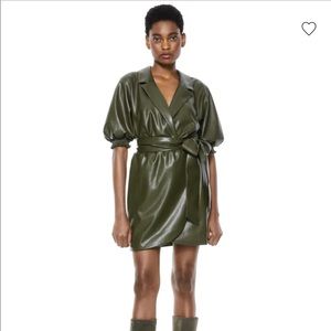 Alice and Olivia Maureen Vegan Leather Mini Dress